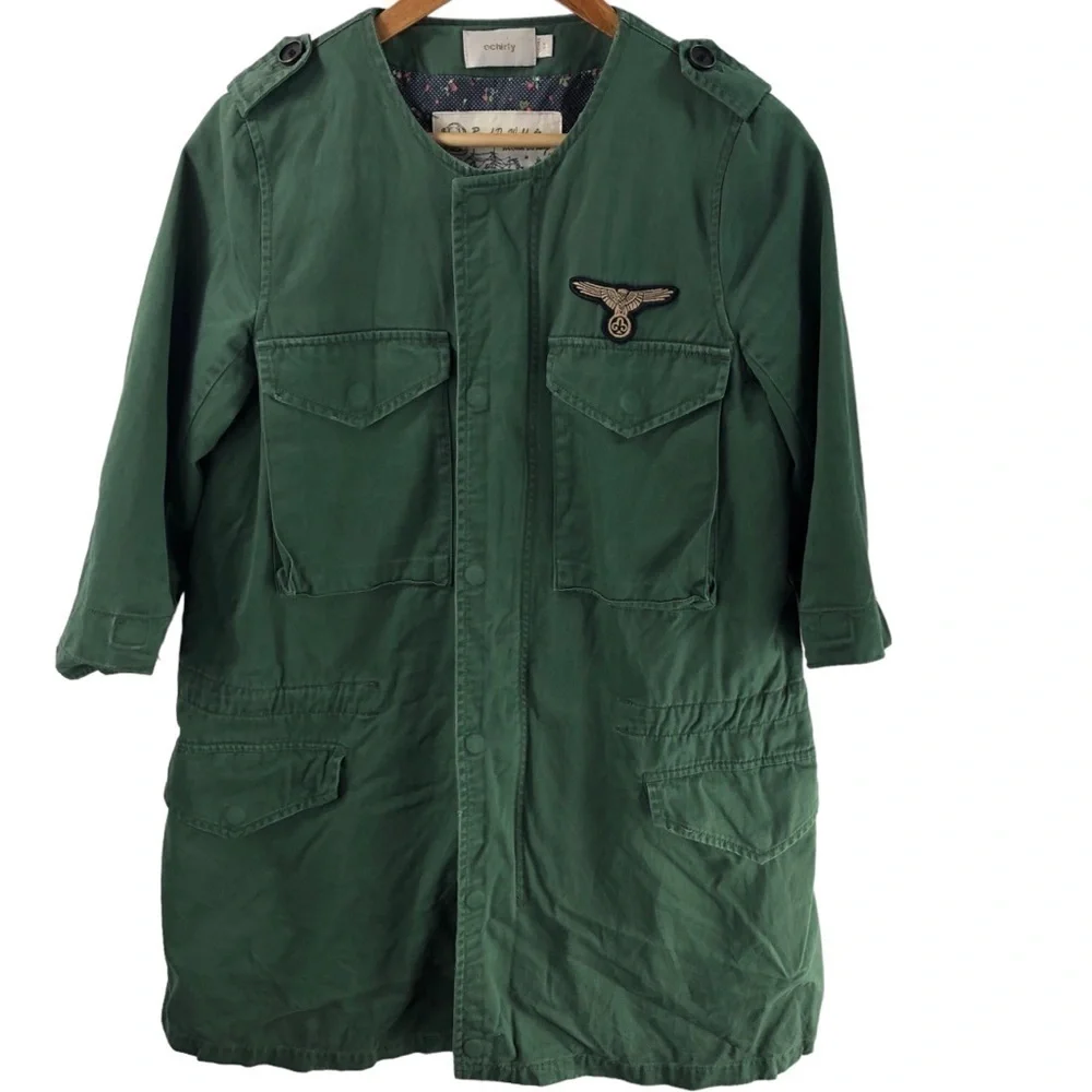 Ochirly Utility Jacket Flight Military Cargo Sz M Army Green Grunge Punk Trench - Picture 5 of 16
